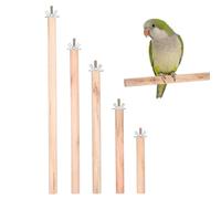5 Piezas Percha de Madera para Loros Tornillos, Jaula | Montaje Pernos y Tuercas, Arandelas de Acero Inoxidable, Superficie Natural sin Rebabas, Tono Caqui