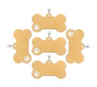 5 Piezas Placa de Identificación para Perros en Forma de Hueso | Etiqueta Nombre para Mascota, Diseño Hueco Pata, Estable y Antipérdida, para Cachorro