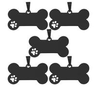 5 Piezas Placa de Identificación para Perros, Forma Hueso | Doble Cara, Diseño de Pata Hueca, Color Negro, Accesorio para Collar y Arnés de Mascotas
