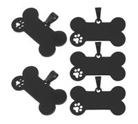 5 Piezas Placa Grabada para Mascotas Forma de Hueso y Pata