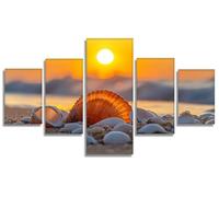 5 Piezas Playa Diamond Painting Caparazón Diamond Painting Adultos, DIY Pintura de Diamante Kit Manualidades Adultos, Creart Kit Punto de Cruz Pintura Diamante para Decoración Pared 125x60cm, Model965