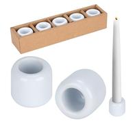 5 Piezas Porta Velas Blancos, Portavelas de Cerámica, Candelabros para Velas Romántico, Orificio de 1.8 cm, Portavelas Decoracion para Hogar Bodas Mesas Cumpleaños Velas Rituales