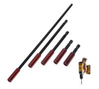 5 piezas Portapuntas Magnéticos, 50/60/100/150/300 mm Extensión de Puntas Vástago Hexagonal de 1/4 Pulgadas Extensión para Destornillador Conexión Rápida con Especificaciones Completas