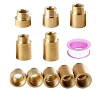 5 Piezas Prolongación de Grifo Racor de Latón, FORMVERSITY Manguitos Roscados Extensión Del Grifo 1/2"x10mm/15mm/20mm/25mm/30mm, Hex Nipple Fitting De 1/2 Pulgadas