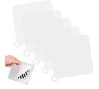 5 Piezas Protector de Drenaje, 15x15cm Tapa Desague Ducha, Tapón Ducha Antiolores, Tapón de Drenaje de Silicona, Cubierta de Drenaje de Piso, Filtros Almohadilla Desodorante para Baño Cocina Bañeras