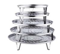 5 piezas Rejilla de vapor,inoxidable de acero inoxidable para vaporización, soporte redondo, estante de vapor, con pinzas de barbacoa de acero inoxidable de 7 pulgadas, restaurante, 18/20/22/24/26 cm