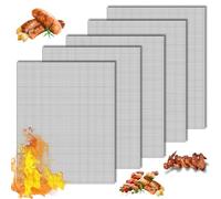 5 Piezas Rejillas para Parrilla, 42 x 36 cm Rejilla para Parrilla Barbacoa, BBQ Estera Rejilla Cortable Reutilizables, Grill Mat Esteras Parrilla de Barbacoa para Hornear Carne, Pescado, Verduras