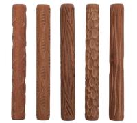 5 Piezas Rodillo para Modelar Arcilla Mango de Madera, Color Café