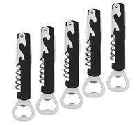 5 Piezas Sacacorchos Camarero Profesional,Sacacorchos para Vino con Cuchillo,3 in 1 Abrebotellas (Negro)- Incluye doble palanca articulada, navaja cortacápsulas y abrebotellas