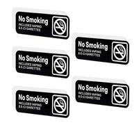 5 Piezas Señal de No Fumar No Vapear para Negocios, 22,8x7,6cm Acrílico Señales de No Fumar Autoadhesivas Señal de No Fumar o No Vapear Fácil de Instalar para Negocios Hogar Oficina (Negro)