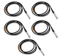 5 Piezas Sensor de Temperatura Digital de Acero Inoxidable 1m | Sonda Térmica Impermeable Preciso, 5m Cable Compatible con Arduino, Para Raspberry Pi Y Shelly