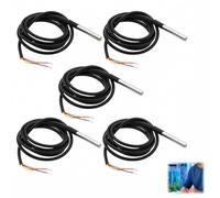 5 Piezas Sensor de Temperatura DS18B20, Sonda Térmica Impermeable de Acero Inoxidable con Cable de 2 m, 3,0V-5,5V, Sensor 1-Wire Compatible con Arduino, Raspberry Pi, ESP32, Shelly, Acuario Termostato
