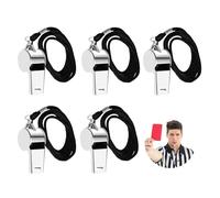 5 Piezas Silbato de Acero Inoxidable - Silbato Arbitro de Metal con Cordón, Sonido Fuerte y Claro para Actividades al Aire Libre, Entrenadores, Deportes Escolares