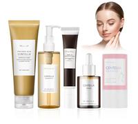 5 Piezas Skincare Centella Kit, Centella Cleansing Oil + Limpiador Facial + Serum + Centella Mascarilla Arcilla + Eye Cream, Extracto de Centella Asiática de Madagascar,Adecuado para pieles sensibles