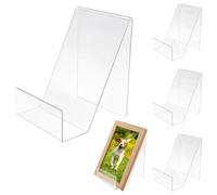5 Piezas Soportes de Acrílico Transparente para Libros, Cómics y Vinilos - Atriles Expositores Resistentes con Bordes Suaves y Diseño Minimalista, Aptos para Hogar u Oficina