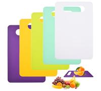 5 Piezas Tablas Cortar Plástico Cocina, 29x19cm Tabua de Corte Antibacteriana, Tabla de Picar Verdura Sin Bpa Antideslizantes, Tablas de Desayuno Antideslizante para Verduras Fruta Carne Pan