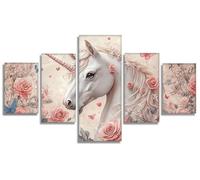5 Piezas Unicornio Diamond Painting Animal Diamond Painting Adultos, DIY Pintura de Diamante Kit Manualidades Adultos Kit Punto de Cruz Pintura Diamante para Decoración Pared Hogar 125x60cm, Model603