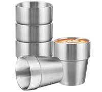 5 Piezas Vaso de Cerveza de Acero Inoxidable, Vaso Acero Inoxidable 300ml Doble Pared, Vasos De Agua Apilables De Metal Reutilizables, Taza de Acero Inox para Viaje Camping Exteriores