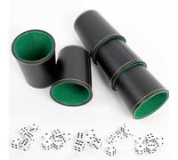 5 Piezas Vasos de Dados de Piel con 25 Dado, Tazas Dados de Cuero PU, Cubilete Dado de Cuero con Forrado en Interior, Juego de Choques