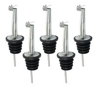 5 Piezas Vertedor de Acero Inoxidable, Tapón Dosificador Aceite, Taper Vertedores Aceite con Tapa Abatible y Cepillos de Limpieza, Anti Goteo para Botellas de Vino, Cócteles, Alcohol, Bebidas
