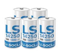 5 pilas LS14250 3,6 V 1/2 AA 1300 mAh de cloruro de tionilo de litio para contador de agua, contador de electricidad, medidor de gas, control remoto Li-SO R14250 pilas no recargables