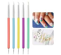 5 pinceles de silicona para uñas, pincel para tallar uñas de gel, herramientas de puntos, herramienta de manicura de doble cabeza con mango de plástico, juego de pinceles de modelado de silicona para