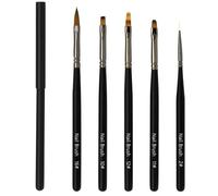 5 Pinceles para Uñas Nail Art Profesional con Tapa y Pincel Ombre, LEA-SHALL Pincel Gel de Ombre/Línea/Plano/Redondo/Acrílico UV Decoracion Acrilicas Semipermanente Kit Manicura Fino
