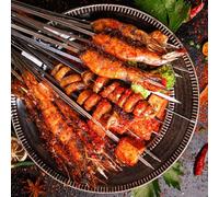 5 pinchos ergonómicos con mango ondulado para asar carne, verduras y mariscos en barbacoas al aire libre, picnic y camping (26 cm)