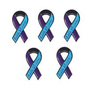 5 pines de cinta azul y violeta para concienciación sobre el suicidio, prevención del suicidio, alfileres esmaltados de aleación para la salud mental, 3cm x 1.5cm(1.2"x0.59"), Metal, No es una piedra