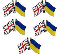 5 pines de solapa con la bandera de Ucrania del Reino Unido, insignia de la bandera de la amistad del Reino Unido y Ucrania, pines esmaltados, decoración impermeable, accesorios para ropa, sombreros,