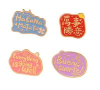 5 pines multilingües Everything is Going Well Blessing, insignias inspiradoras alentadoras, accesorios de mochila para hombre y mujer