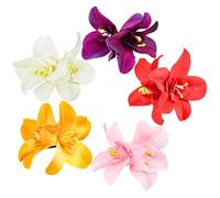5 pinzas para el pelo de flores hawaianas de 3, 5 pulgadas, flores gemelas realistas, pinzas para el pelo hawaianas, accesorios de vacaciones junto al mar, de coloridas para mujeres y ni