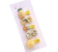 5 pinzas para el pelo de tela, bonitos lazos florales de frutas coloridas hechas a mano que no dañan tu cabello, piña amarilla grande