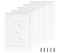 5 placas de cubierta dúplex, cubiertas decorativas de plástico blanco para interruptores de luz con tornillos, placas de pared fáciles de instalar para tomas eléctricas para cocina y baño