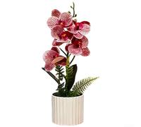 5 plantas artificiales en maceta de orquídeas Phalaenopsis con pétalos y hojas realistas para decoración de bodas, sesiones de fotos y exhibición de sala de estar (polvo manchado)