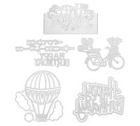 5 plantillas de repujado para decoración de tartas, molde para decoración de tartas, molde para repujado de cumpleaños, plantilla de corte de metal