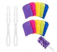 5 plumeros lavables para Swiffer, paquete de recarga de plumero pequeño para Swiffer Duster, paquete de recarga de imán para el polvo, 360° reutilizable con 1 asa, forro polar multicolor (10 unidades)