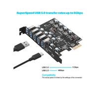 5 puertos USB 3.0 PCI para Express Tarjeta Adaptadora Tipo C PCI-E Expansión PCIE USB 3.0 HUB Controlador de sobremesa PC PCI E Extendido