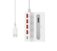 5 puertos USB C Hub Tipo C Hub Adaptador PD Tipo C Cargador Móvil Enchufe Soporte Altavoz 5 en 1 USB Power Delivery Hub