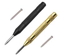 5 Pulgadas Punzón Central Automático Acero de Alta Velocidad con Resorte de Metal Punzones Centrales Punzón Automático de Impacto Ajustable para Metal o Madera, 2 Puntas de Reemplazo Incluidas