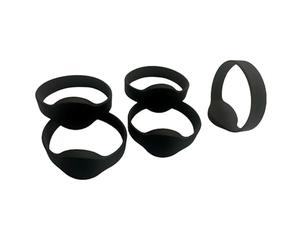 5 pulseras de silicona EM4100 RFID de 125 kHz con control de acceso, etiquetas NFC, solo lectura (negro)