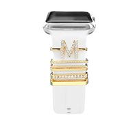 5 Pzs Encantos Para Correa Apple watch 40mm 41mm 38mm 44mm 45mm 42mm hombr/mujer,Anillo Decorativo Para iWatch series 9 8 7 6 5 4 3 2 SE Charms Joyas de Correa Deportiva silicona Accesorios M1