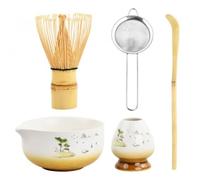 5 Pzs Matcha Set Te Matcha Kit Juego Completo de Ceremonia Matcha Japonés con Batidor Bambu Té Matcha Porta Batidor Cuenco de Matcha de Cerámica Cuchara de Té para Matcha Tradicional (Marrón)