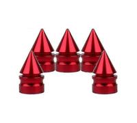 5 Red Conical Valve Covers for Cars and Bicycles,Durable Aluminum Alloy for Tire Protection and Style