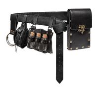 5 riñoneras retro medievales vikingas para botella de poción, vial, espada, rana, gancho, ren, feria, Halloween, disfraz de cosplay (negro)