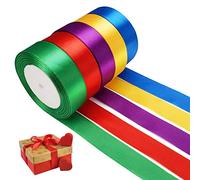 5 Rollos Cinta de Raso Satén -125Mx25mm, Cintas de Colores, Cinta de Tela de Seda Doble Cara,Cintas de Regalo para Envolver Regalos, Flores, Manualidades y Decoraciones Festivas (25M/por Rollo)