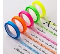 5 Rollos Cinta Resaltadora, 6mm x 5m Removible Cintas Fluorescentes Adhesivas Cinta Adhesiva Transparente Colores para Estudiantes Profesores Lectura Tomar Apuntes en Clase Oficina Casa