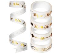 5 Rollos Cinta Washi Decorativa Dorada, 5 Patrón Aleatorio | Papel Autoadhesivo, Fuerte Adhesión y Reutilizable, para Álbum y Cuaderno Estilo Aleatorio