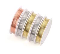 5 rollos de alambre de cobre para manualidades, alambre de cobre para hacer joyas, alambre metal manualidades, plegable, fabricación flores artesanales,suministros y manualidades (0,3 mm x 15 m)