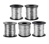 5 rollos de alambre de joyería para hacer joyas, calibre 18, 20, 22, 24, 26, kit de alambre plateado de acero inoxidable para abalorios, cables flexibles para manualidades, resistentes al deslustre